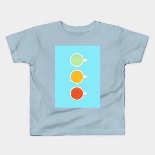 Tea Cup Traffic Lights Green Yellow And Red Teas On Blue Kids T-Shirt